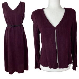 VTG 90's Rabbit DesignMaxi Sleeveless Burgundy Maxi Dress with cardigan 14 M